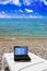 Netbook on beach