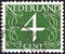 NETHERLANDS - CIRCA 1946: A stamp printed in the Netherlands shows it`s value of 4 cent, circa 1946.