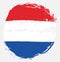 Netherlands Circle Flag Vector Hand Painted with Rounded Brush