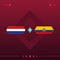 Netherlands, ecuador world football 2022 match versus on red background. vector illustration