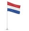 Netherlands flag on a flagpole white background 3D illustration