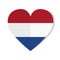 Netherlands flag with origami style on heart background