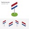 The Netherlands flag, vector 3D isometric icons