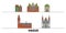 Netherlands, Hague flat landmarks vector illustration. Netherlands, Hague line city with famous travel sights, skyline