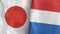 Netherlands and Japan two flags textile cloth 3D rendering