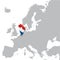 Netherlands Location Map on map Europe. 3d Netherlands flag map marker location pin. High quality map of Netherlands.