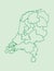 Netherlands map with different provinces using green lines on light background vector