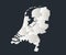 Netherlands map, Infographics flat design colors snow white, individual regions blank