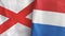 Netherlands and Northern Ireland two flags textile cloth 3D rendering