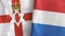 Netherlands and Northern Ireland two flags textile cloth 3D rendering