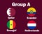 Netherlands Qatar Ecuador And Senegal Flag Emblem Group A With Countries Names