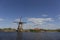 Netherlands rural lanscape with windmills at famous tourist site