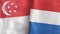 Netherlands and Singapore two flags textile cloth 3D rendering