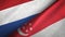 Netherlands and Singapore two flags textile cloth, fabric texture