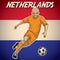 Netherlands soccer player with flag background