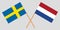 Netherlands and Sweden. The Netherlandish and Swedish flags. Official proportion. Correct colors. Vector