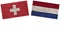 Netherlands and Switzerland Flags Together Paper Texture Illustration