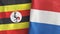 Netherlands and Uganda two flags textile cloth 3D rendering