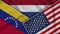 Netherlands United States of America Venezuela Flags Together Fabric Texture Illustration