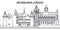 Netherlands, Utrecht line skyline vector illustration. Netherlands, Utrecht linear cityscape with famous landmarks, city