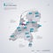 Netherlands vector map with infographic elements, pointer marks