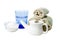 Neti Pot with water, salt and towels