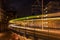 Netkous viaduct and RandstadRail station in The Hague, Netherlands, at night