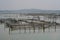 Nets built by fishermen in the Rowo Jombor reservoir