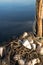 Nets, fishing equipment That was placed beside the wooden pillars On the sea