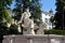 Nettuno fountain white sculpture and trees, in Conegliano Veneto, Treviso, Italy