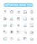 Network analysis vector line icons set. Network, Analysis, Topology, Graph, Structure, Connectivity, Flow illustration