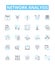 Network analysis vector line icons set. Network, Analysis, Topology, Graph, Structure, Connectivity, Flow illustration