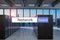 Network in blue search bar large modern server room skyline view, 3D Illustration