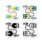 Network cable icon. With outline, glyph, filled outline and flat styles