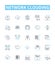 Network clouding vector line icons set. Network, Clouding, Cloud, Computing, Networking, Virtualization, Storage