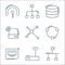network and database line icons. linear set. quality vector line set such as ports, router, chip, share, network, hard disk,