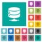 Network database square flat multi colored icons