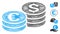 Network Dollar and Euro Coin Stacks Vector Mesh