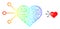 Network Electric Heart Web Mesh Icon with Spectrum Gradient
