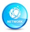 Network (global network icon) splash natural blue round button