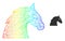 Network Horse Head Web Mesh Icon with Spectral Gradient