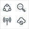 network line icons. linear set. quality vector line set such as no connection, wifi, search results