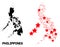 Network Polygonal Map of Philippines with Red Stars
