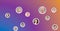 Network of profile icons against pink and blue gradient background