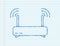 Network Router sketch icon. Wifi router, wireless broadband modem. Communication Access Network. Vector stock