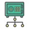 Network safe vault colorful line icon, strongbox