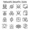 Network Security, Internet firewall icon set in thin line style