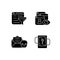 Network surveillance black glyph icons set on white space