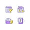 Network surveillance purple RGB color icons set