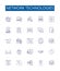 Network technologies line icons signs set. Design collection of Networking, Technologies, LAN, WAN, Routers, Switches